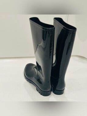 🔥Time and Tru Black Glossy Rain Boots / Size 9🖤